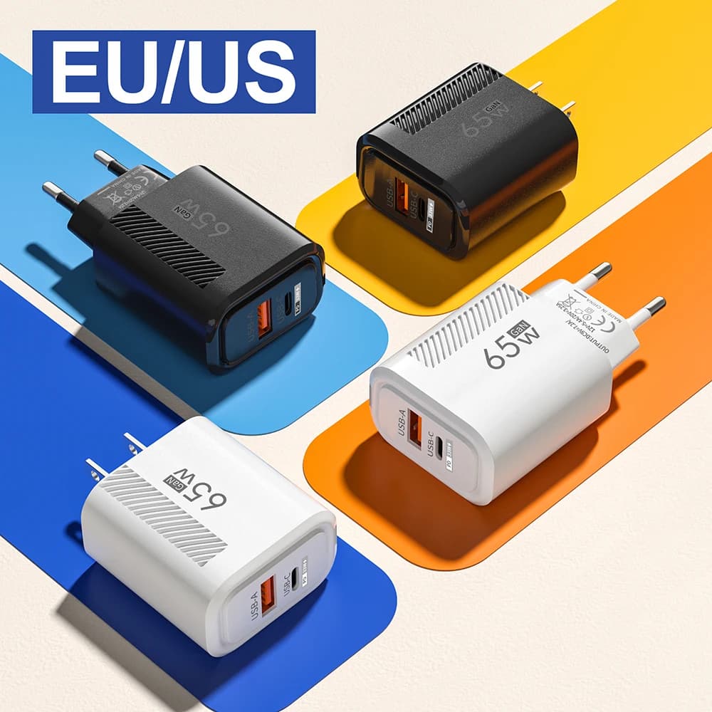 65W GaN USB PD 고속 충전기 플러그 타입 C 퀵 차지 3.0 휴대폰 벽 어댑터 휴대용 여행용 충전기 아이폰 16 샤오미 삼성용
