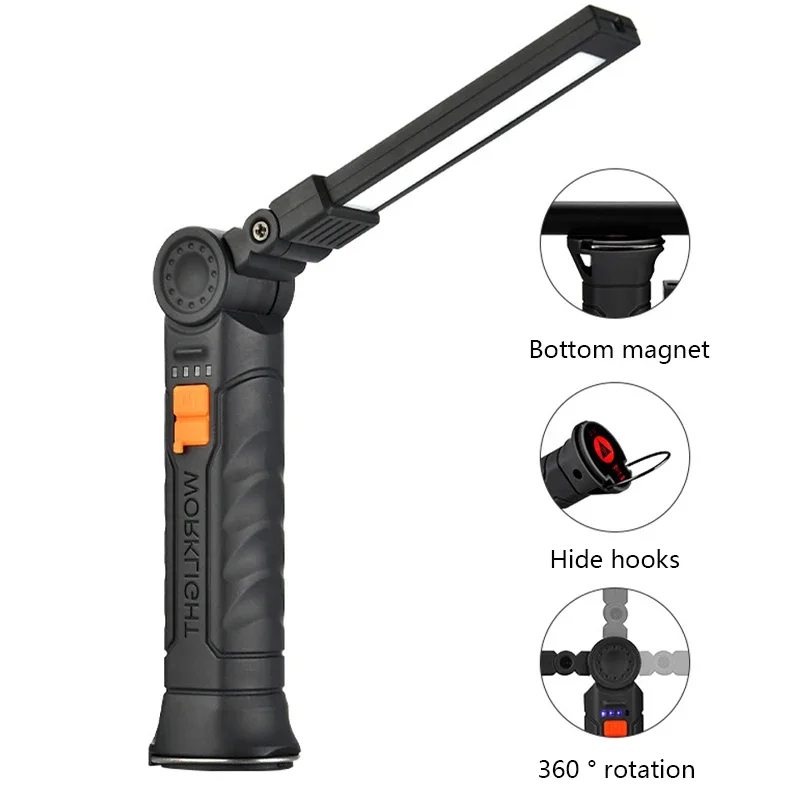 휴대용 COB LED 손전등, USB 충전식 작업등, 마그네틱 랜턴, 매달린 램프, 내장 배터리, 캠핑 토치