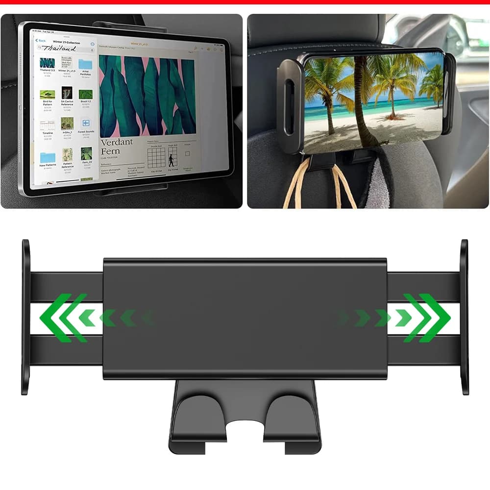 Tesla Model 3/Y용 뒷좌석 휴대폰 홀더(후크 2개 포함) 360 °   태블릿 PC iPad Mini용 스탠드 자동 머리 받침 브래킷 지원 회전