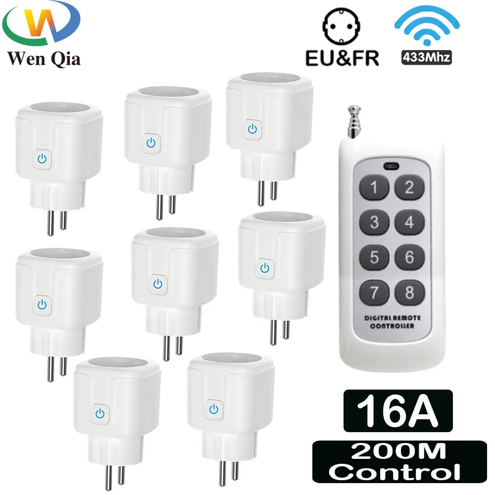무선 원격 제어 소켓 스위치 200 미터 원격 제어 전기 콘센트 220V 16A 가전 팬 빛에 대 한 EU 플러그