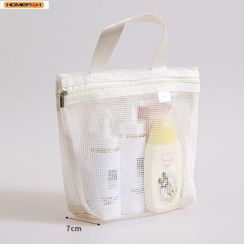 홈피쉬 메쉬 메이크업 세면도구 보관 가방 핸드백 휴대용 여행용 세척 바디 샤워 용품 정리함 걸이식 정리 파우치