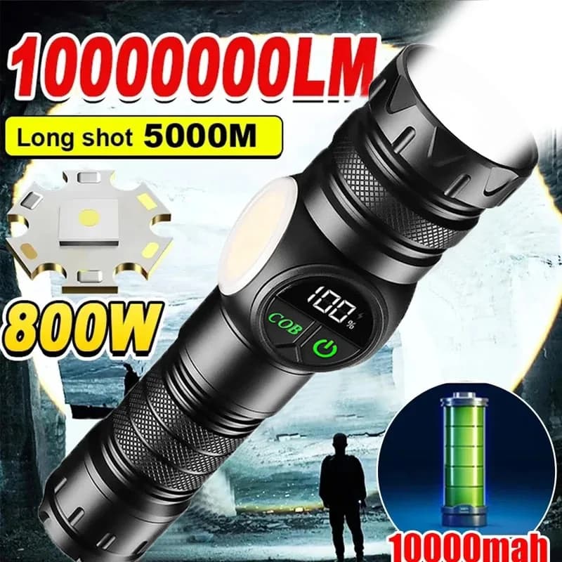 높은 강력한 전원 LED 손전등 COB 사이드 라이트 캠핑 낚시 줌 랜턴과 USB 충전식 자기 전술 토치