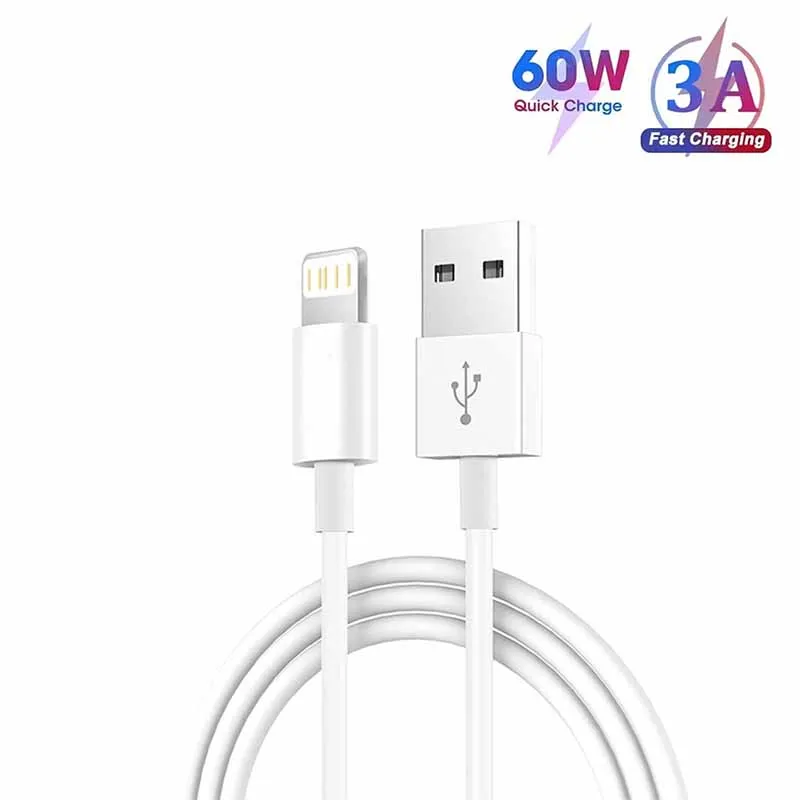 3A USB A to Lightning 고속 충전 케이블 (아이폰 14 13 12 Pro Max 아이패드용) USB A to iOS 데이터 케이블 충전기 액세서리 1M 2M 3M