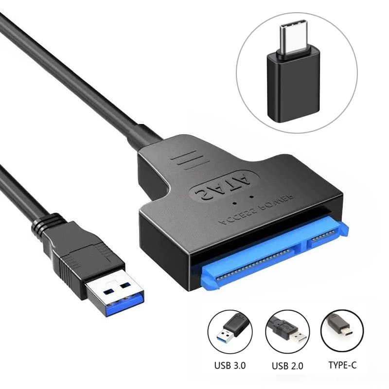 SATA-USB 케이블 USB 3.0/Type-C-SATA III 하드 드라이버 어댑터(2.5" HDD/SSD SATA III 하드 디스크 드라이브 USB SATA 변환기)