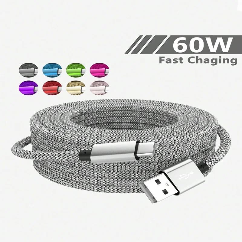 USB A to iPhone 15 나일론 땋은 케이블 화웨이 용 고속 충전기 코드 삼성 갤럭시 S22 안드로이드 전화 충전기 케이블 액세서리