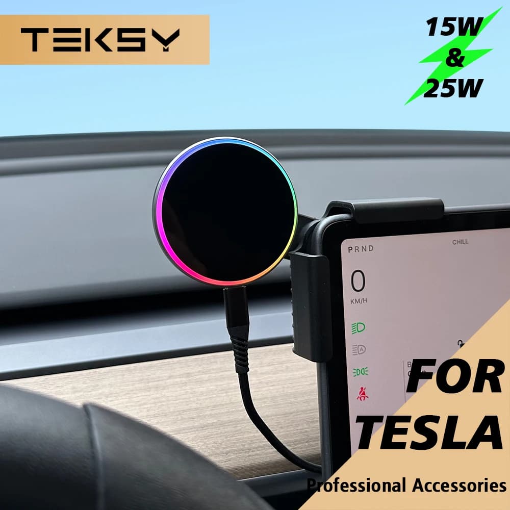 차량용 핸드폰 거치대 15W 및 25W Qi2.2 마그네틱 무선 충전기, 테슬라 모델 Y 3 JUNIPER 2026용 MagSafe 호환