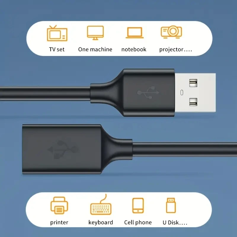 0.5/1/2/3/5 M USB 연장 케이블 노트북 TV SSD용 데이터 코드 남성-여성 컴퓨터 카메라 프린터 커넥터