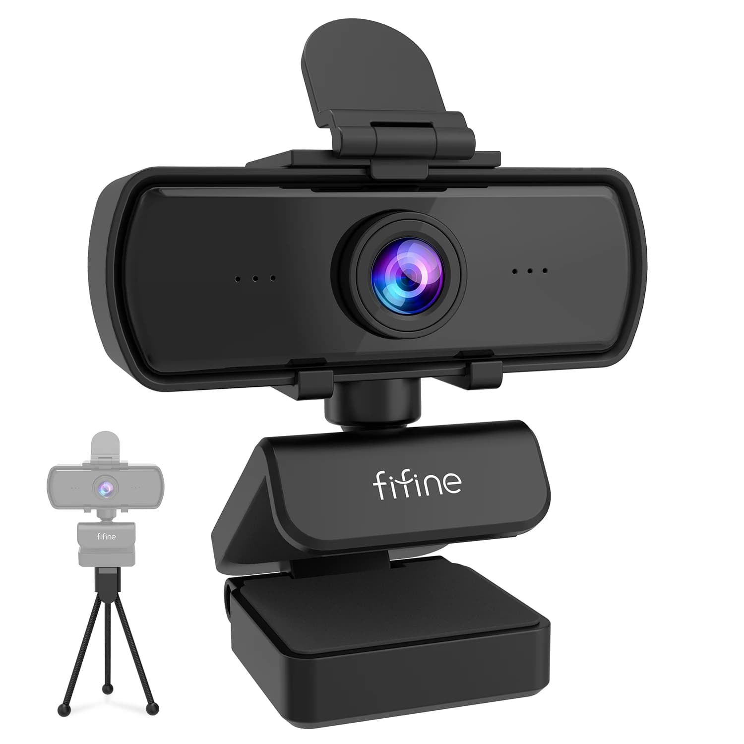 FIFINE 1440p 풀 HD PC 웹캠(마이크 포함), 삼각대, USB 데스크탑 및 노트북용, 화상 통화용 라이브 스트리밍 웹캠-K420