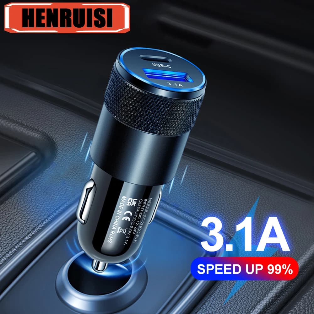 3.1A 66W PD USB 타입 C 충전기 고속 충전 차량용 휴대폰 충전기 (아이폰 15 14 13 12 샤오미 화웨이 삼성 S21 S22 차량용 충전기)