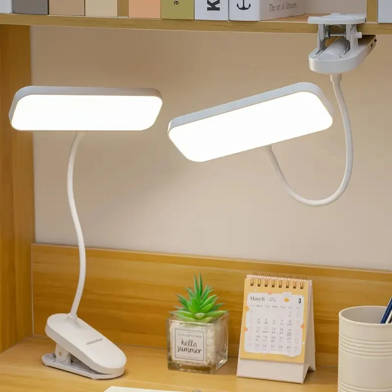 대학생을 위한 클립형 LED USB 충전식 책상 램프, 기숙사 책상 및 침실 독서등, 사무실, 공부에 적합