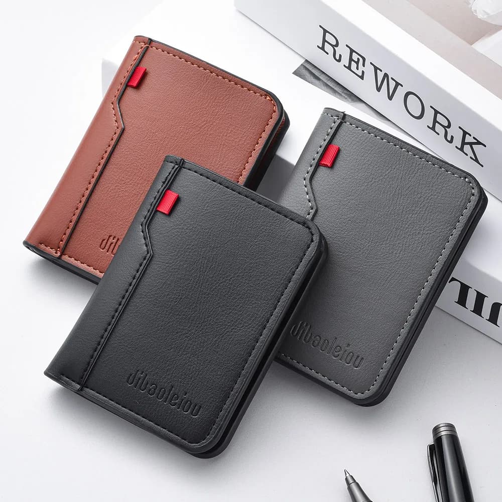 1Pc 새로운 울트라 얇은 미니 부드러운 PU 가죽 신용 카드 지갑 홀더 짧은 수직 고품질 남성용 지갑